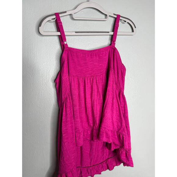 NWT Torrid Super Soft Slub tiered ruffle babydoll top in fushia pink - Picture 5 of 6